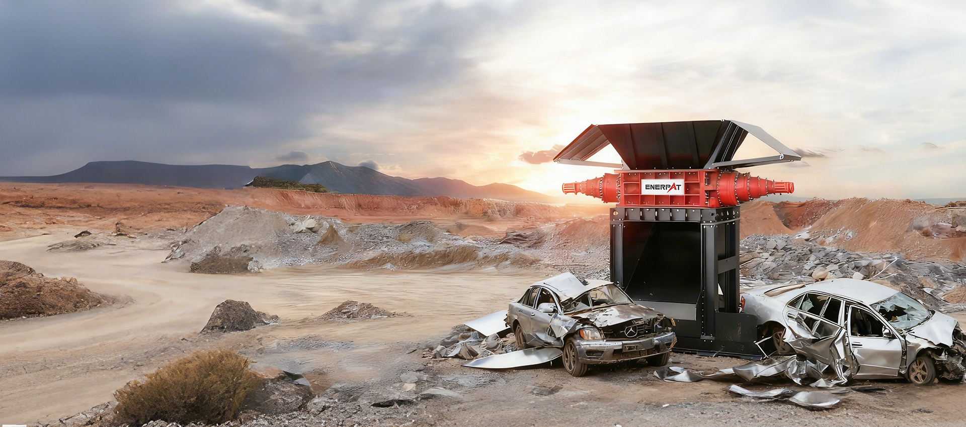 Двухвальный мощный шредер для металлолома